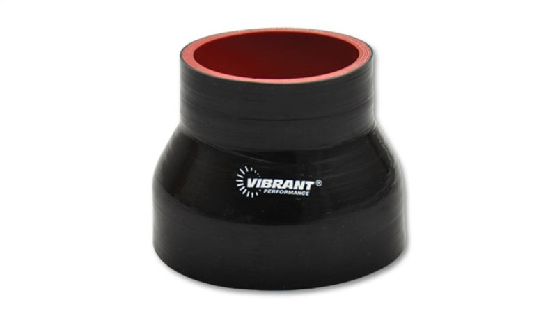 Vibrant 4 Ply Reinforced Silicone Transition Connector - 3in I.D. x 3.25in I.D. x 3in long (BLACK)