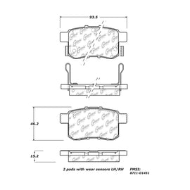 StopTech 16-17 Honda Accord Street Performance Rear Brake Pads