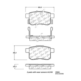 StopTech 16-17 Honda Accord Street Performance Rear Brake Pads