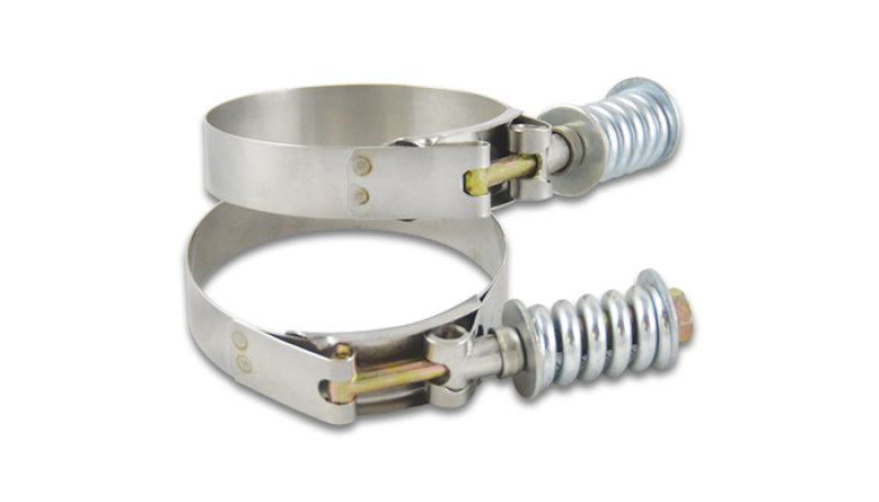 Vibrant SS T-Bolt Clamps Pack of 2 Size Range: 2.46in to 2.76in OD For use w/ 2.25in ID Coupling