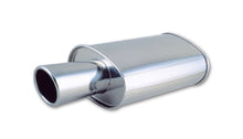 Load image into Gallery viewer, Vibrant StreetPower Oval Muffler with 4in Round Tip Angle Cut Rolled Edge - 2.5in inlet I.D.