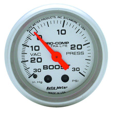 Load image into Gallery viewer, Autometer Ultra-Lite 52mm 30 PSI Mechanical Boost Gauge