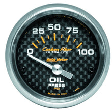 Load image into Gallery viewer, Autometer Carbon Fiber 52mm 100 PSI Electronic Oil Pressure Gauge
