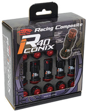 Load image into Gallery viewer, Project Kics 16+4 Locks Black R40 Iconix w/ Plastic Cap (Red) - 14x1.50