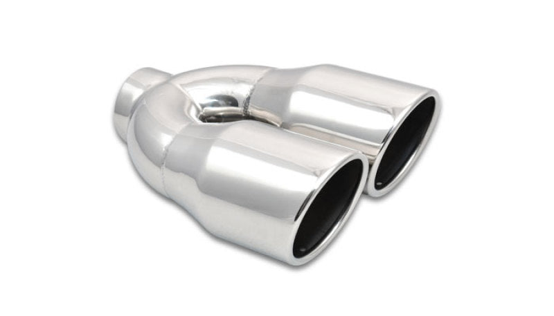 Vibrant 2.5in ID Dual 3.5in OD Round SS Exhaust Tip (Single Wall Angle Cut)