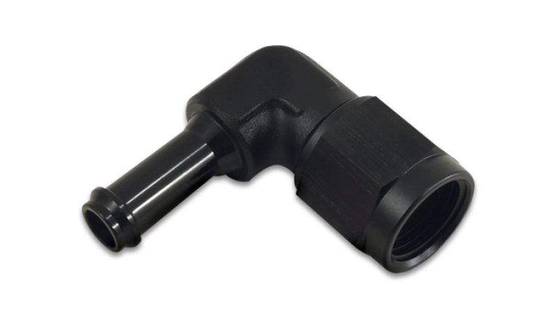Vibrant -8AN to 3/8in Hose Barb 90 Degree Adapter - Anodized Black