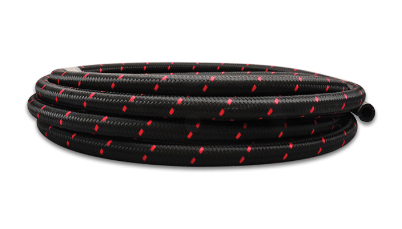 Vibrant -10 AN Two-Tone Black/Red Nylon Braided Flex Hose (2 foot roll)