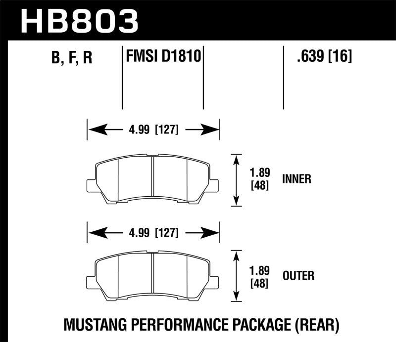 Hawk 15-17 Ford Mustang Performance Ceramic Rear Brake Pads