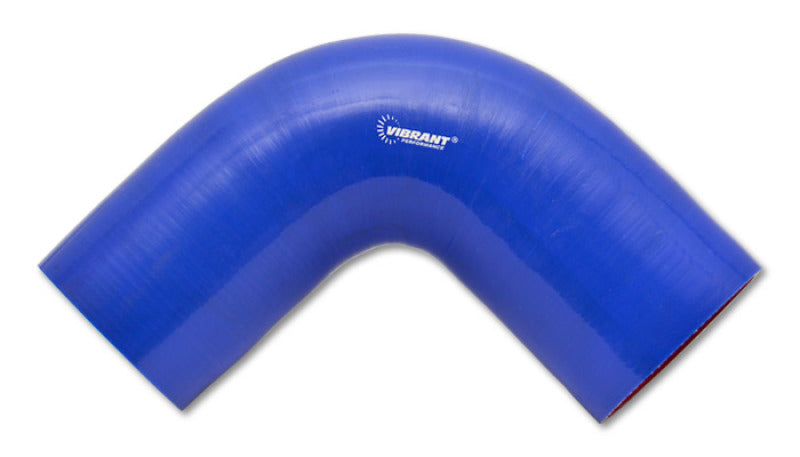 Vibrant 4 Ply Reinforced Silicone Elbow Connector - 2.5in I.D. - 90 deg. Elbow (BLUE)