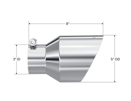 MBRP Universal T304 Stainless Steel Tip  3on ID / 5in OD Out / 8in Length Angle Cut Dual Wall