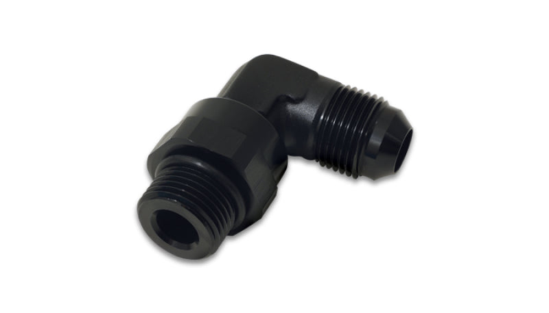 Vibrant -6AN Male Flare to Male -8AN ORB Swivel 90 Degree Adapter Fitting - Anodized Black